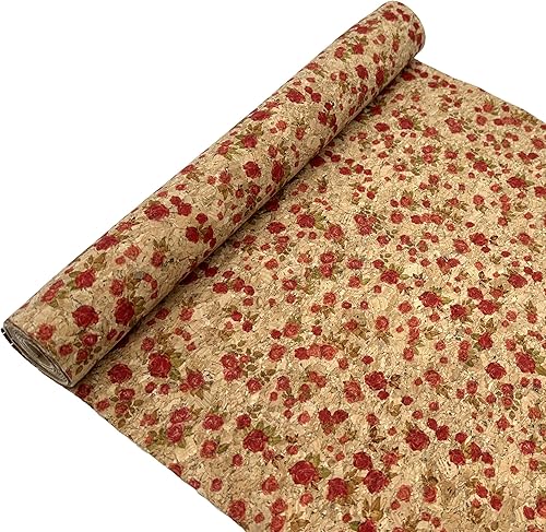 Tela de corcho por yarda, tela de corcho para coser con superficie de flor de ciruelo, tamaño más grande de 12 x 52 pulgadas para manualidades,