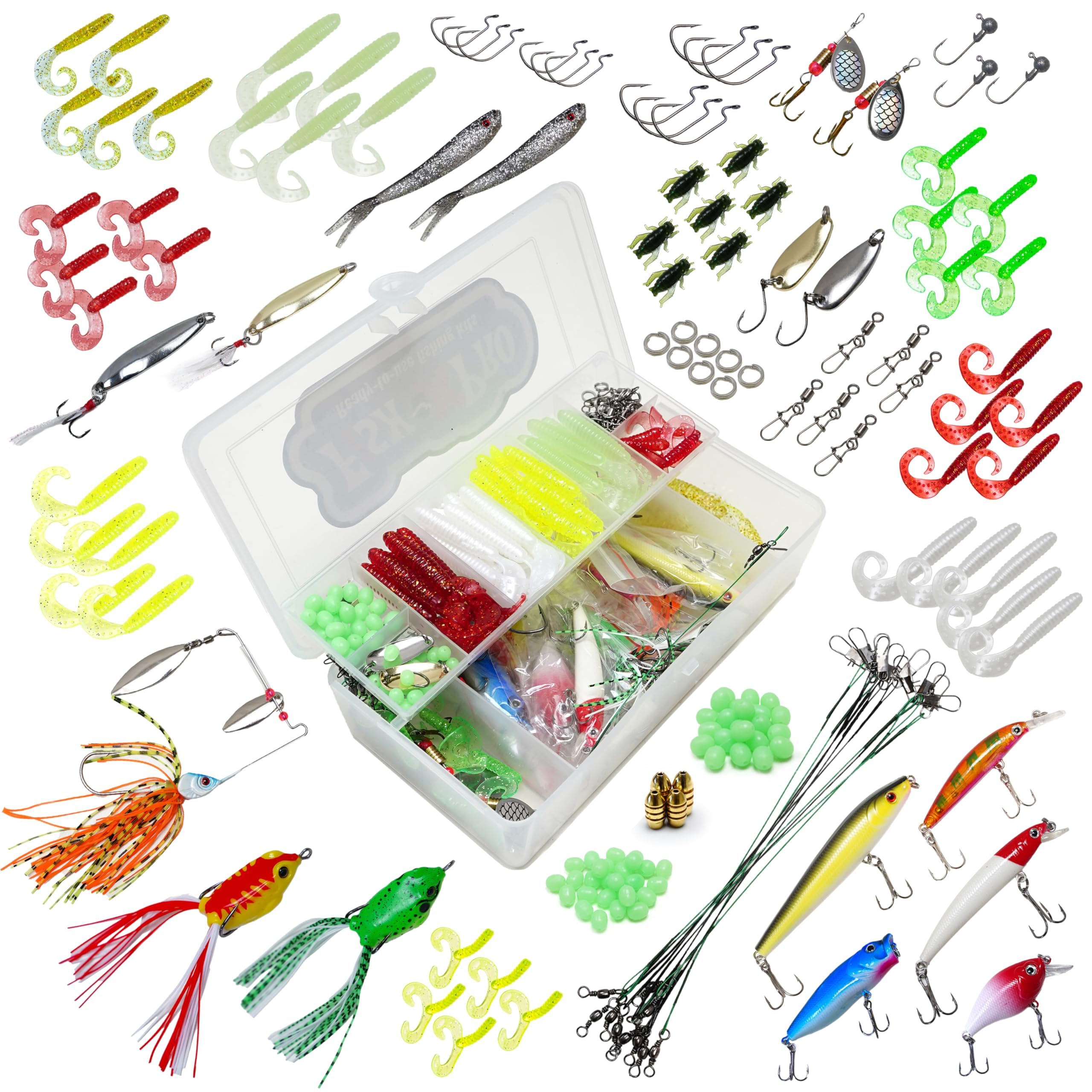 Set di accessori per pesci predatori - 215 pezzi (con scatola di tacchetta) - Set completo per pescatori predatore - tutto per pescatori di pesce persico - lucioperca e luccio