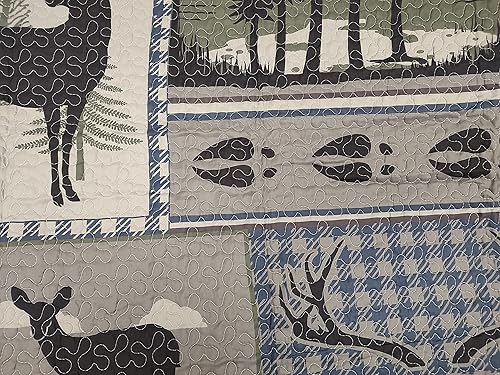 Miniatura 2 de Deleon Collections Deer Run - Juego de ropa de cama con diseño de retazos, tamaño Queen + 2 fundas de almohada estándar, azulverdegris