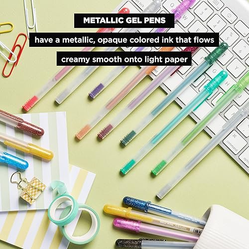 Miniatura 4 de Juego de bolígrafos de tinta en gel Sakura 37379 Gelly Roll en cartón con burbuja, 5 piezas, punta fina, colores surtidos Gel Metálico Oscuro,Set de