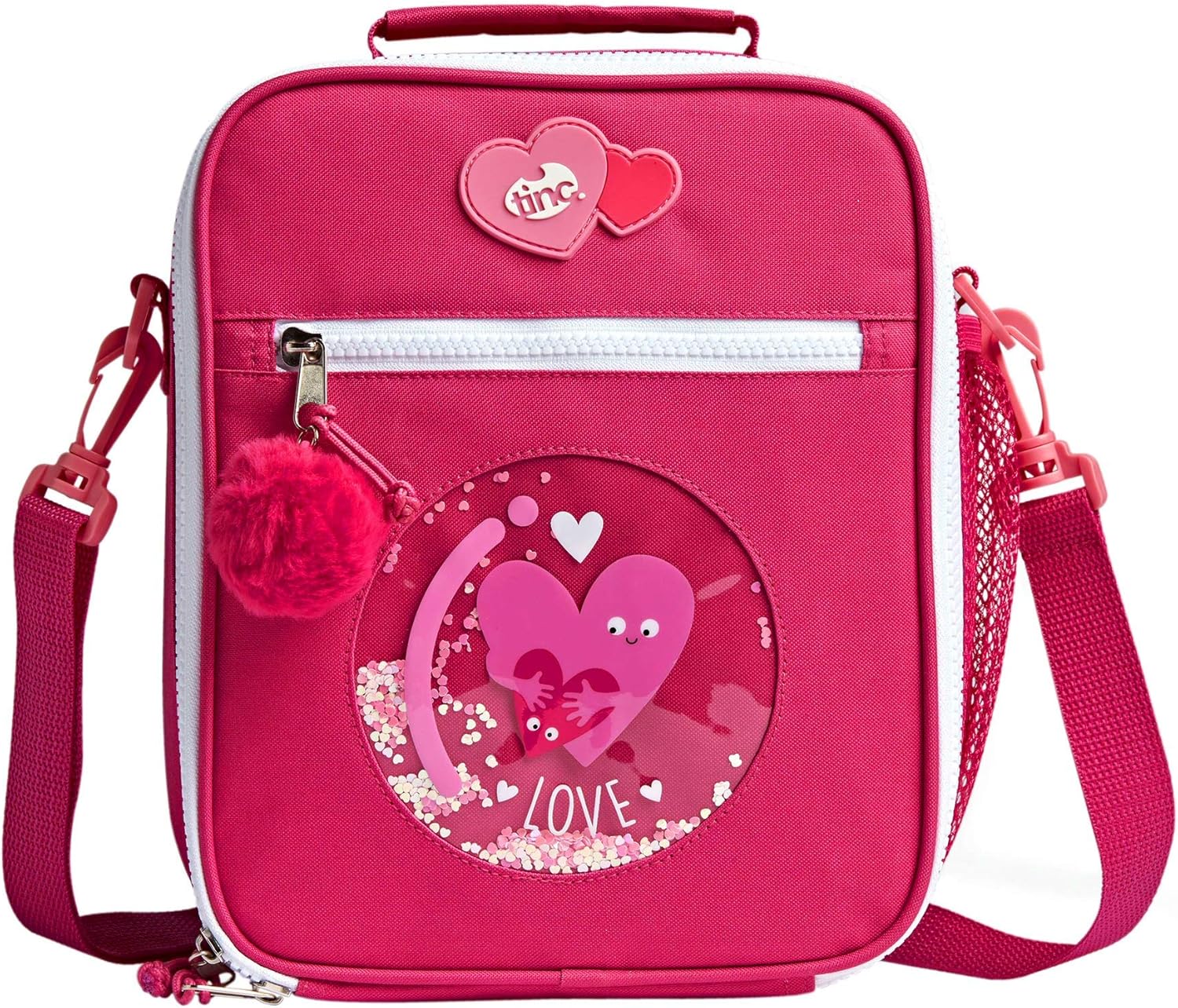 Tinc Kids Insulated Lunch Bag for Boys & Girls With Adjustable Strap & Bottle Holder, Pink Sequin