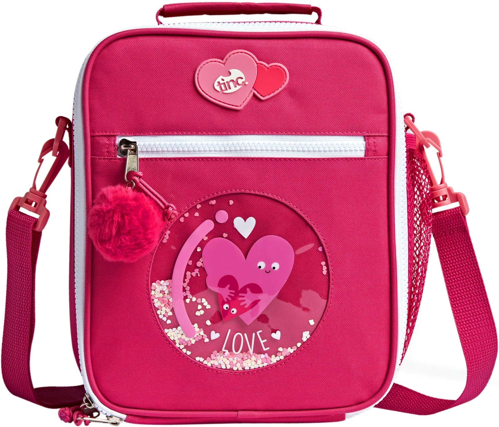 Kids Insulated Lunch Bag for Boys & Girls With Adjustable Strap & Bottle Holder | Water Resistant Leakproof Cooler Bag for School or Home - Mallo, Pink Sequin