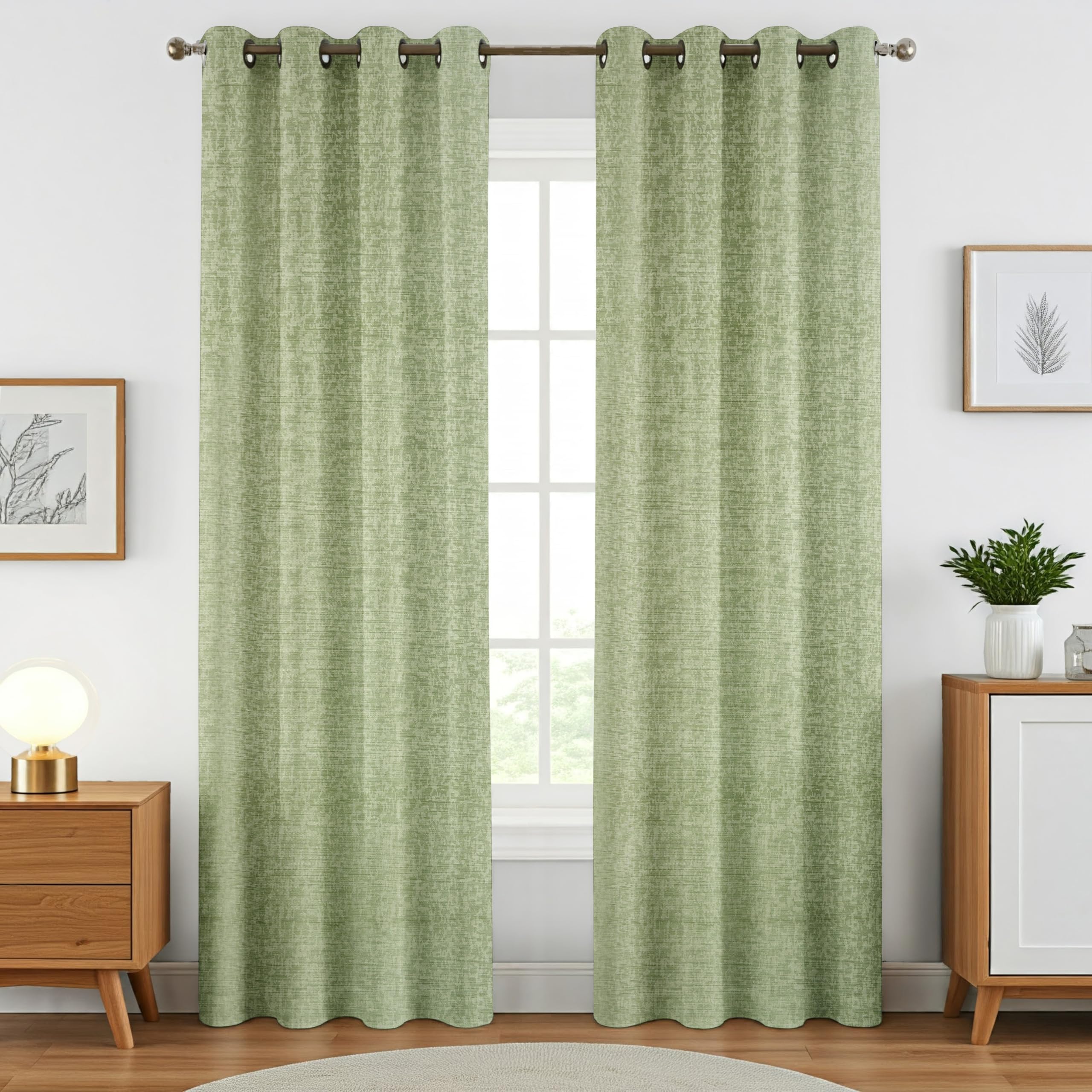 Crosshatch Pastel Green Polyester Door Curtains 7 Feet | Darkening Drapes with Eyelets | Set of 1 Panel for Living Room, Bedroom & Office-image-14