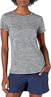 Vista 119 de Yaxa Essentials Camiseta de manga corta con cuello redondo para mujer, de secado rápido, para entrenamiento, gimnasio, paquete múltiple Tinte