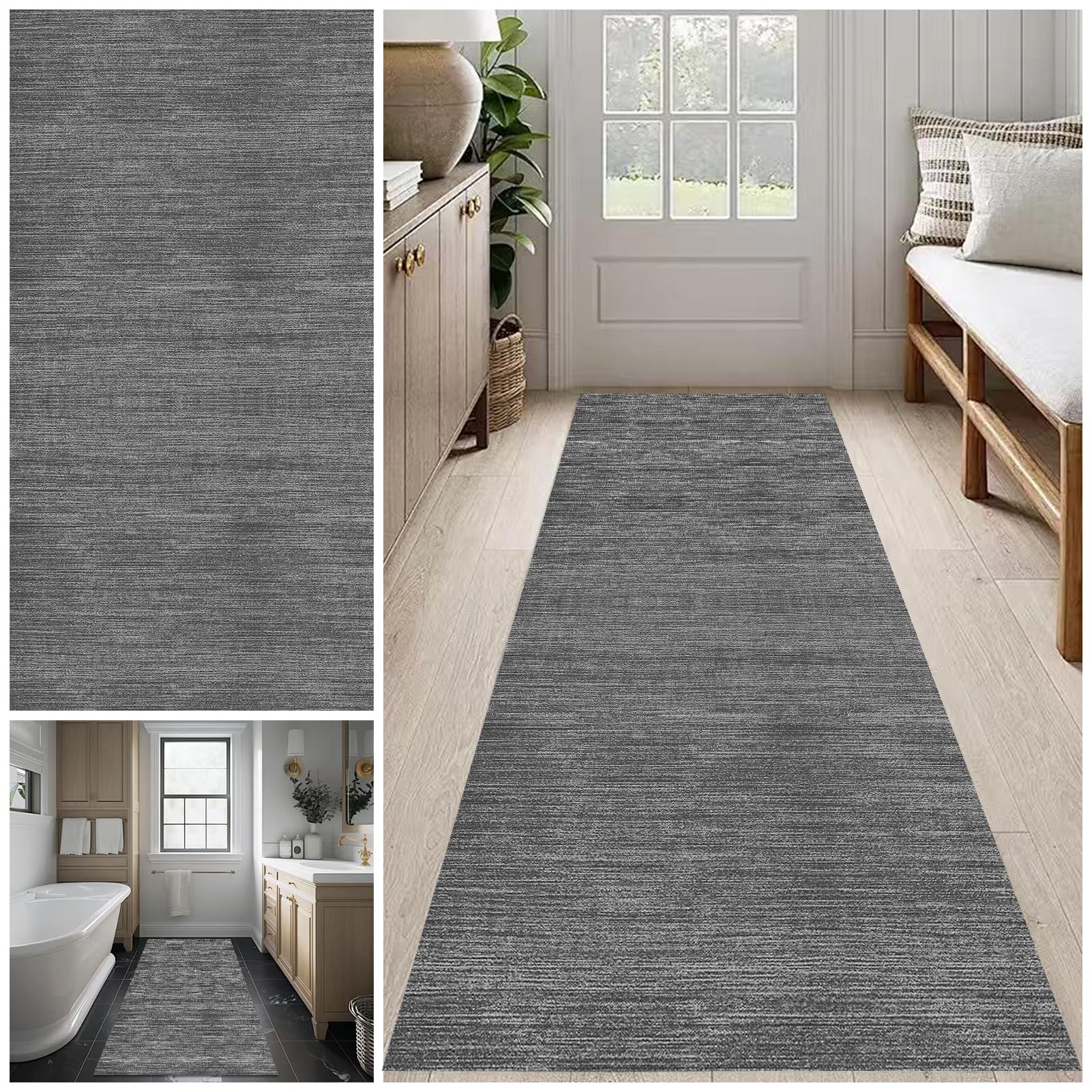Tapis de couloir lavable et grand tapis d'entrée stable 90 x 250 cm pour salon moderne