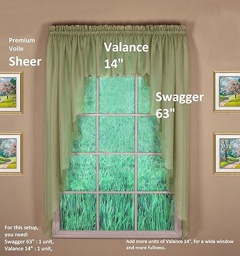 Miniatura 5 de Today's Curtain Emelia - Cenefa de gasa original de 14 pulgadas, hoja polvorienta, 60 pulgadas de ancho x 14 pulgadas de largo