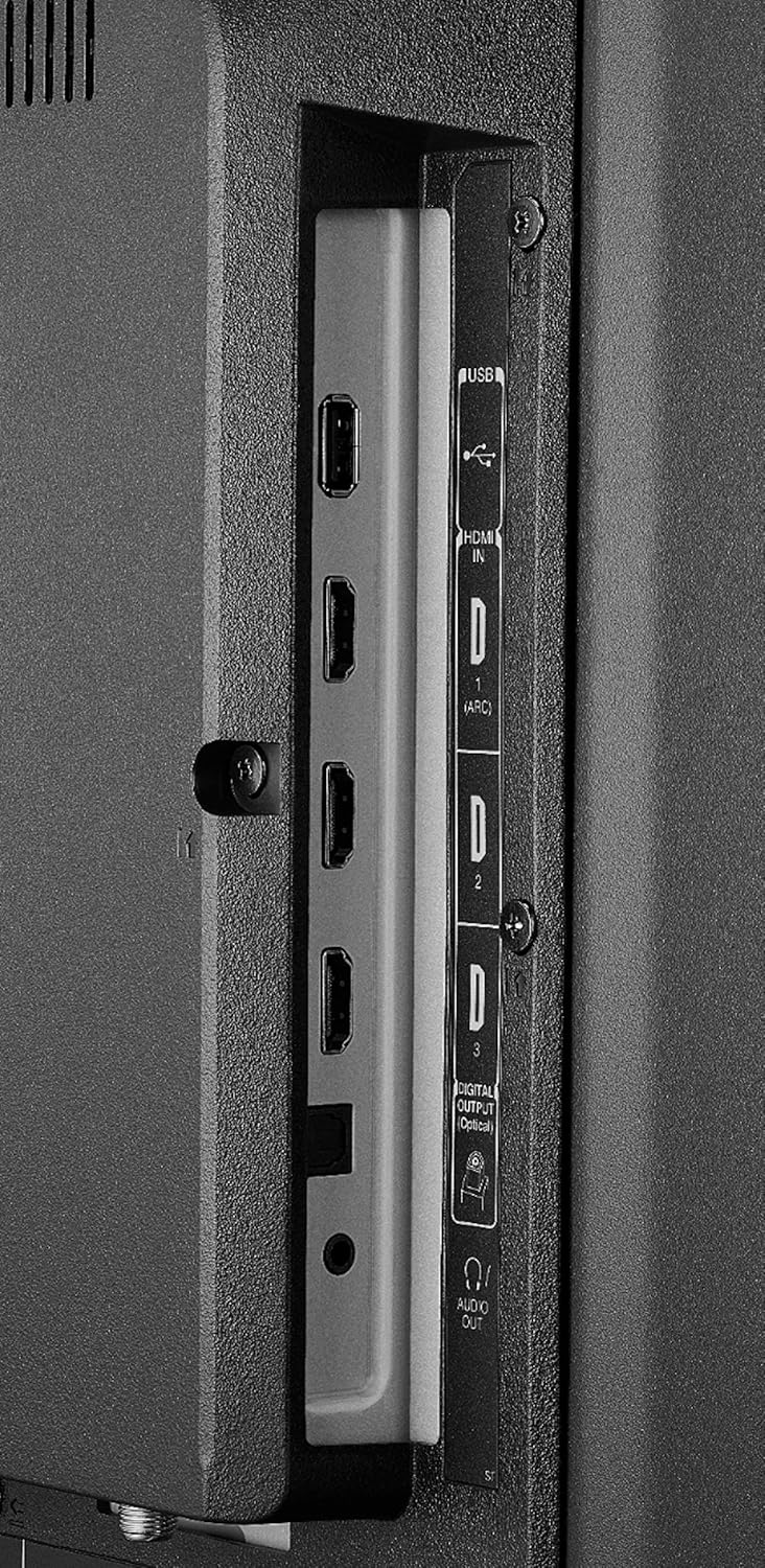 Close-up of side ports on TOSHIBA TF-43A810U21 TV