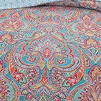 Vista 7 de Newrara Jacquard estilo algodón 3 piezas patchwork colcha Boho edredón juegos Queen (rojo)