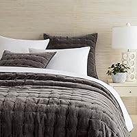 Vista 1 de Pine Cone Hill Vienna Velvet Shale Quilt, tamaño matrimonial/queen, patrón sólido gris