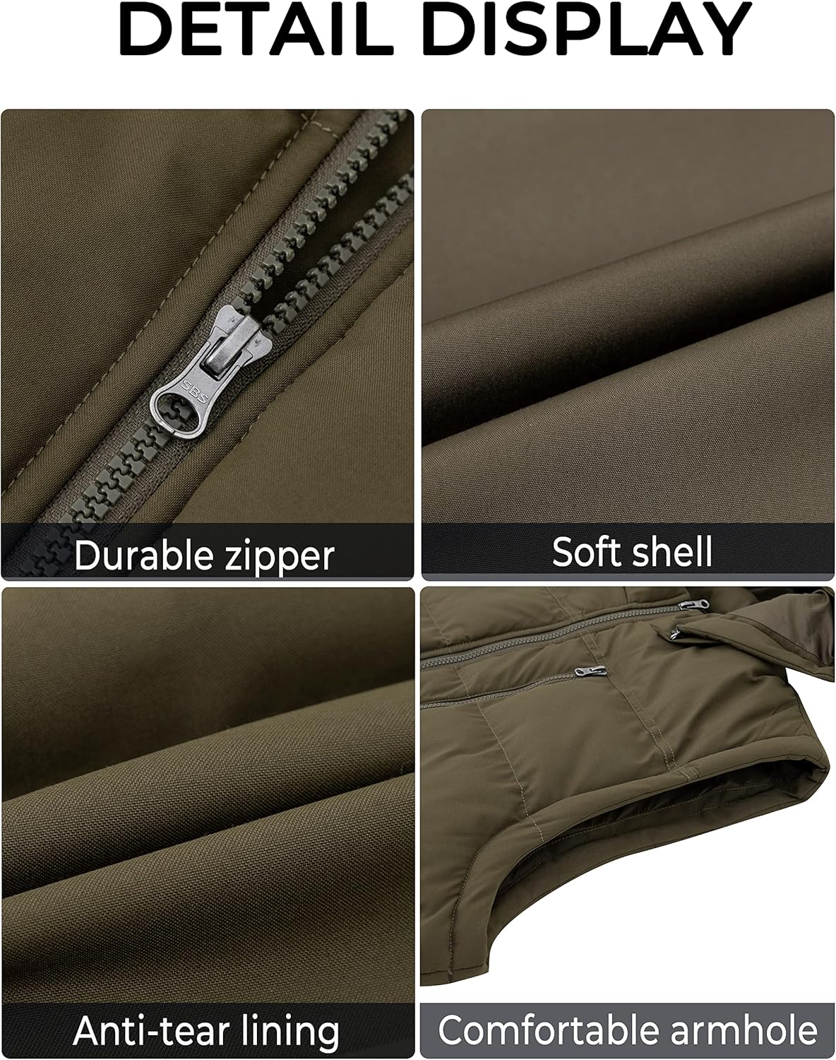 Soularge Men's Big and Tall Winter Warm Thick Utility Puffer Vest Outerwear - Image 7