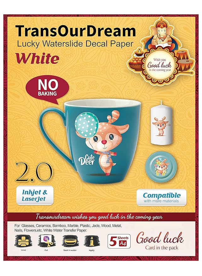 TransOurDream White 2.0 WaterSlide Decal Paper for Inkjet & Laserjet