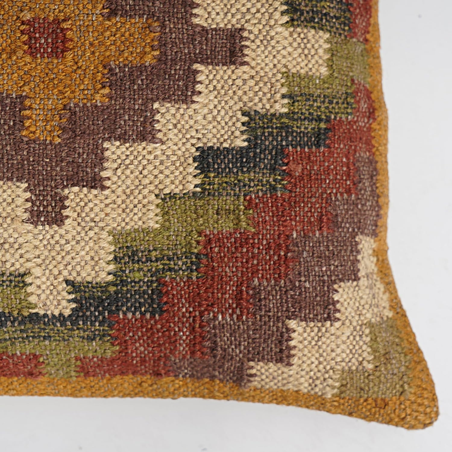 Kilim Pillow Cover Vintage Square Cushion Handwoven Pillow Case Ethnic Pillow Cover 18 X 18 Indian Jute Decorative Pillow Home Decor Pillows (Pattern 23)