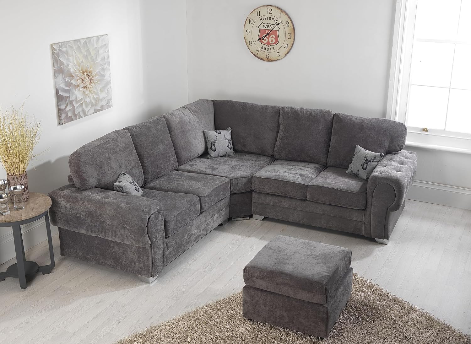 Sofa Experts Luxury Verona Grey Fabric Sofa Set 2 Seater, 3 Seater