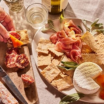 Rustic Bakery Flatbread Bites 2 Pack - Sel Gris + Rosemary - Handmade Sourdough Flatbread Cracker Bites - Sea Salt Charcuterie Crackers - Artisan Crackers for Cheese Platter or Snacking - 2x 6 Oz Bags