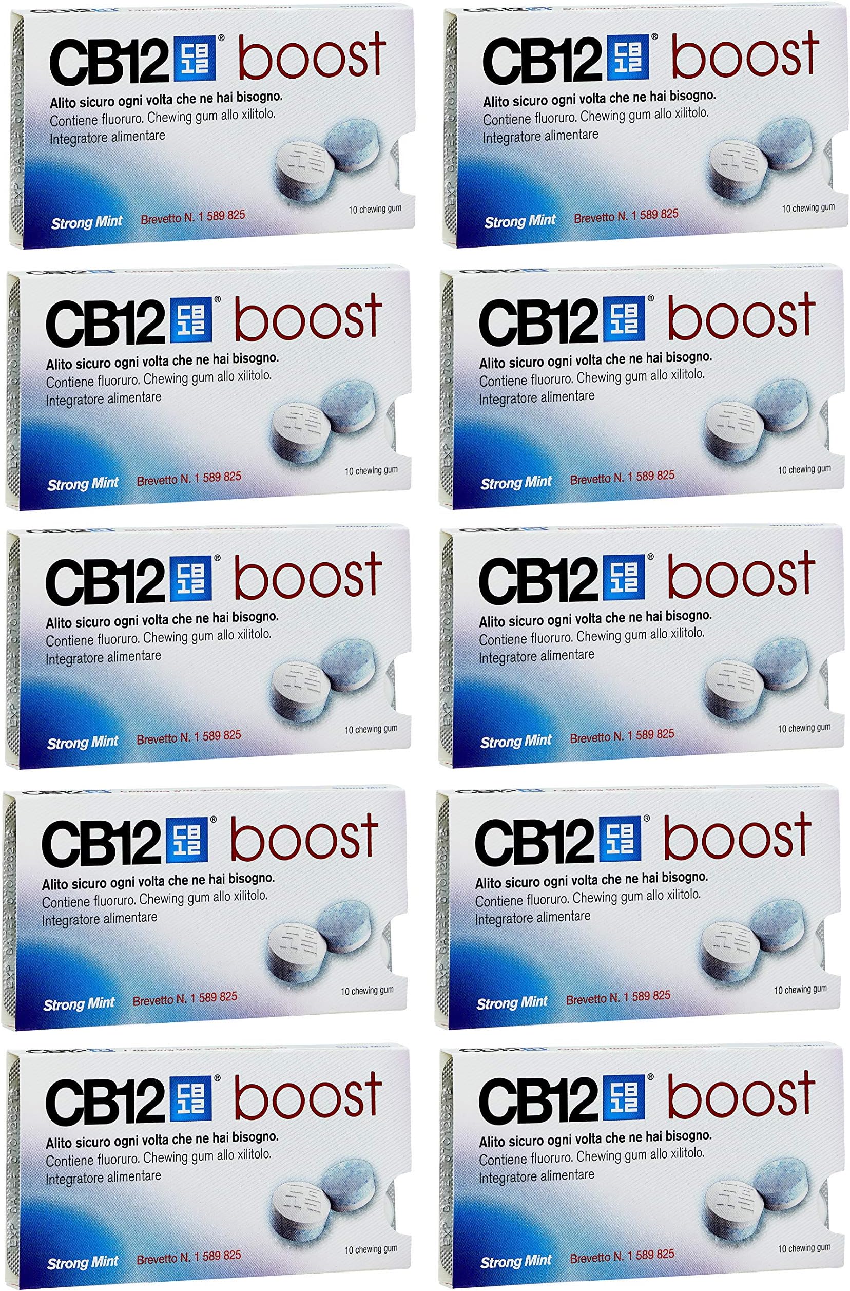 Boost Sugar Free Gum - Strong Mint (10 x Packs) by Unknown