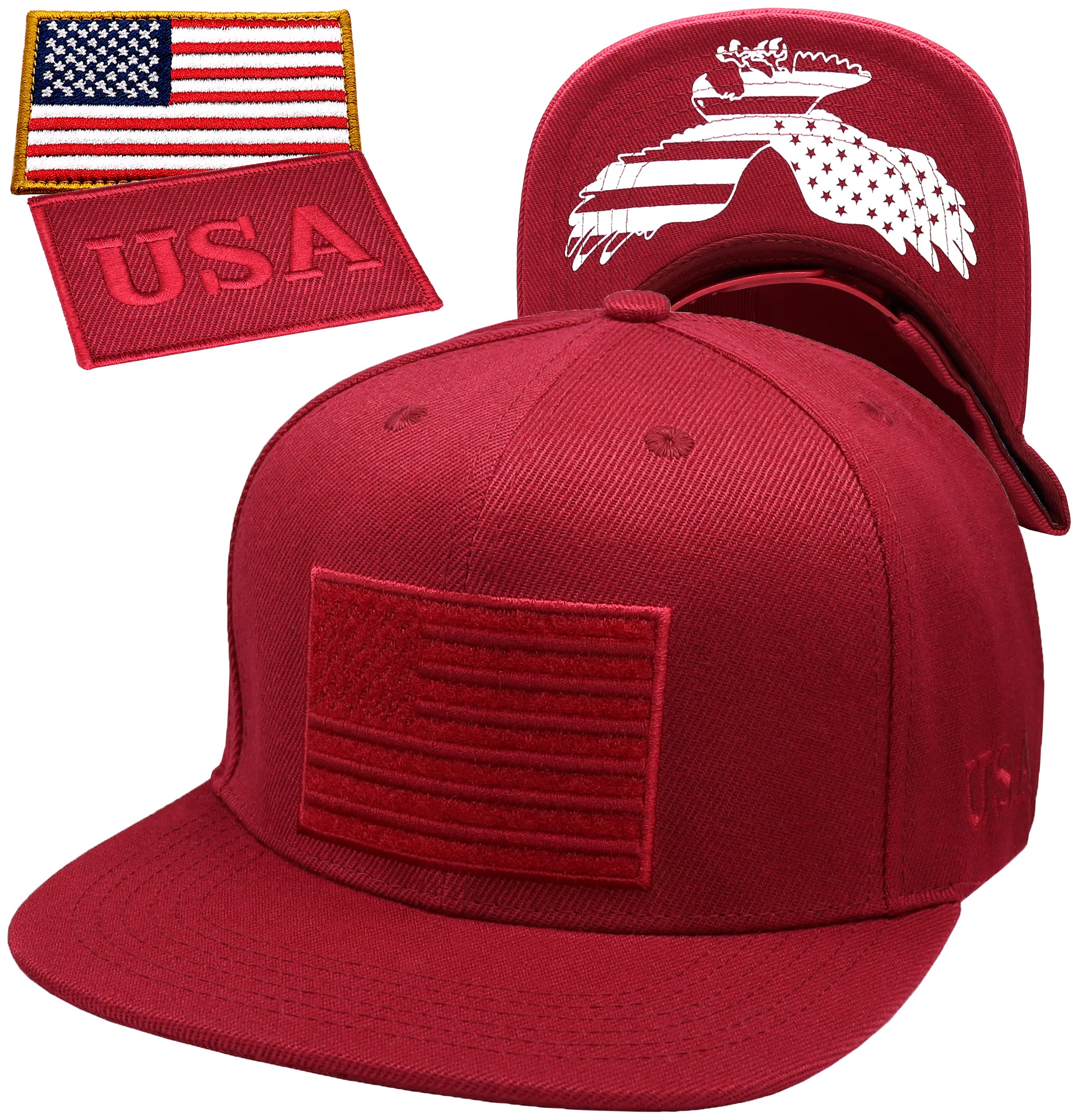 Antourage American Flag Unisex Baseball Hat for Men and Women | USA Flag Mesh Snapback Cap with 2 Patriotic Patches