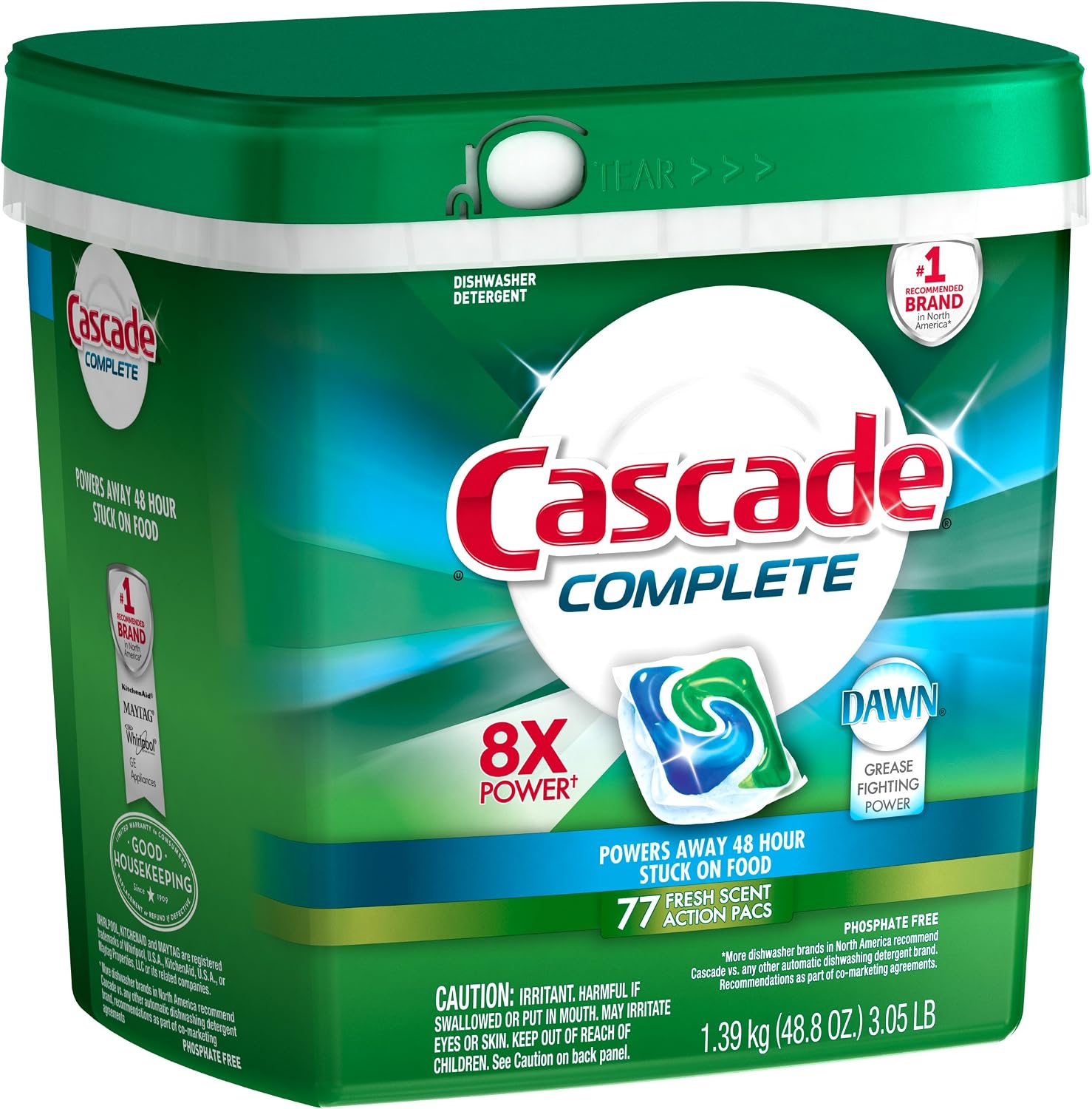 Cascade Complete Actionpacs Dishwasher Detergent, Fresh, 77 Count -Old Version