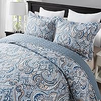 Vista 2 de NEWLAKE Juego de colcha de algodón, juego de colcha reversible de retazos, patrón floral gris europeo, tamaño Queen