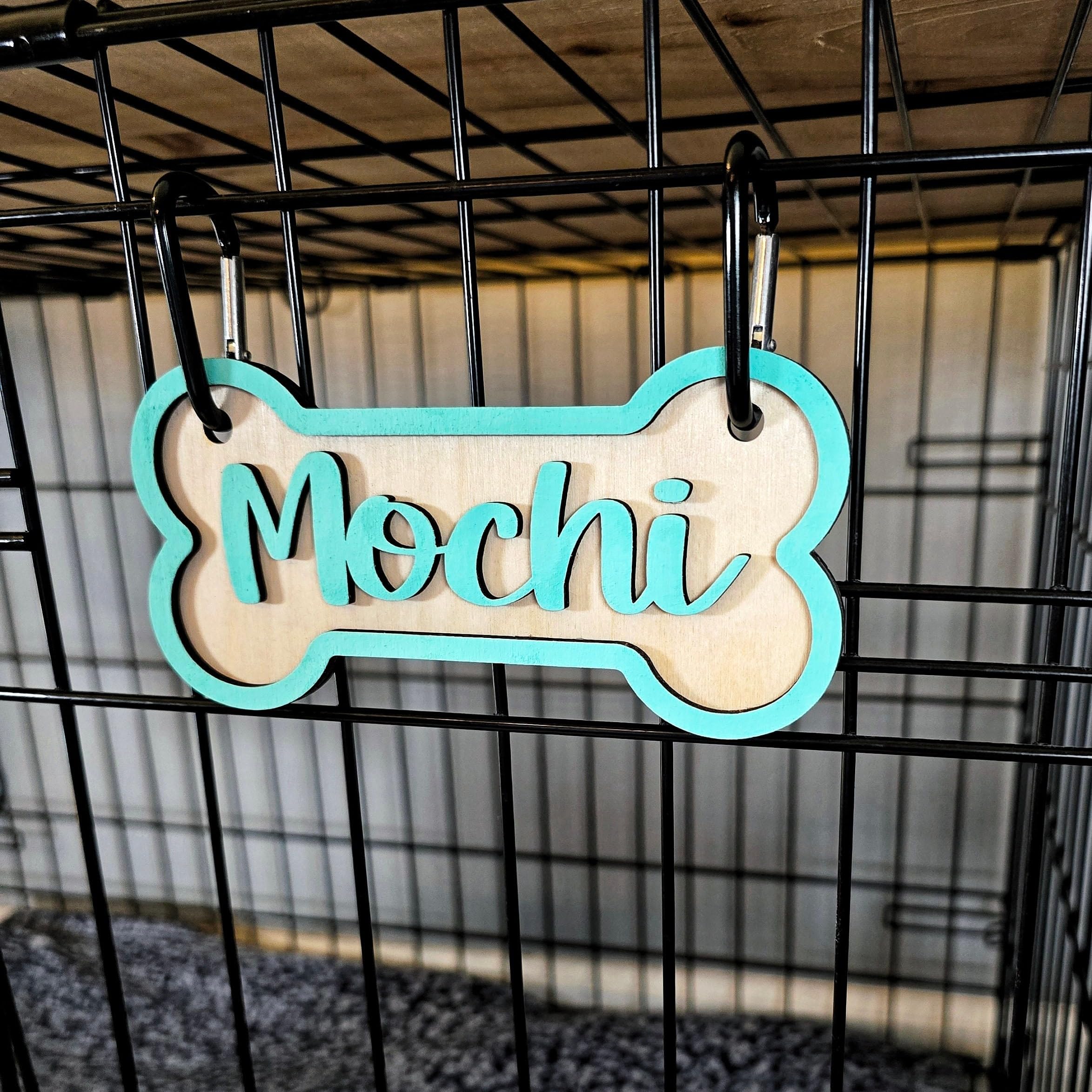 Personalised Wooden Bone Dog Tag, Personalised Dog Tag for Dog Registration Plate, Crate or Room - Rustic Dog Sign for Pets - Custom Dog Room Decor (Style 2)