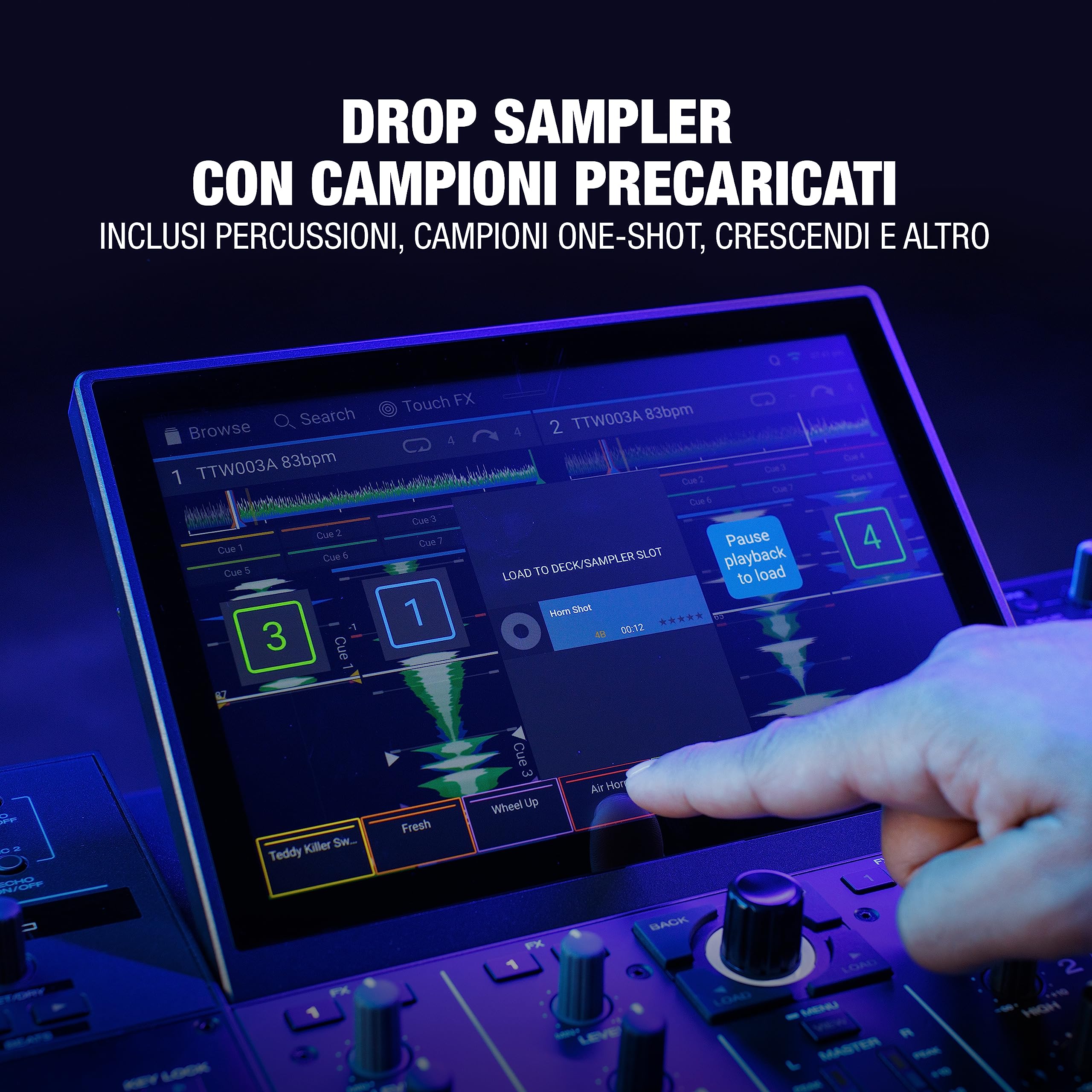 Denon DJ PRIME 4+ Controller 4-Deck Stem Separation Wi-Fi Mixer Drop Sampler 10.1" Touchscreen Luci Nero