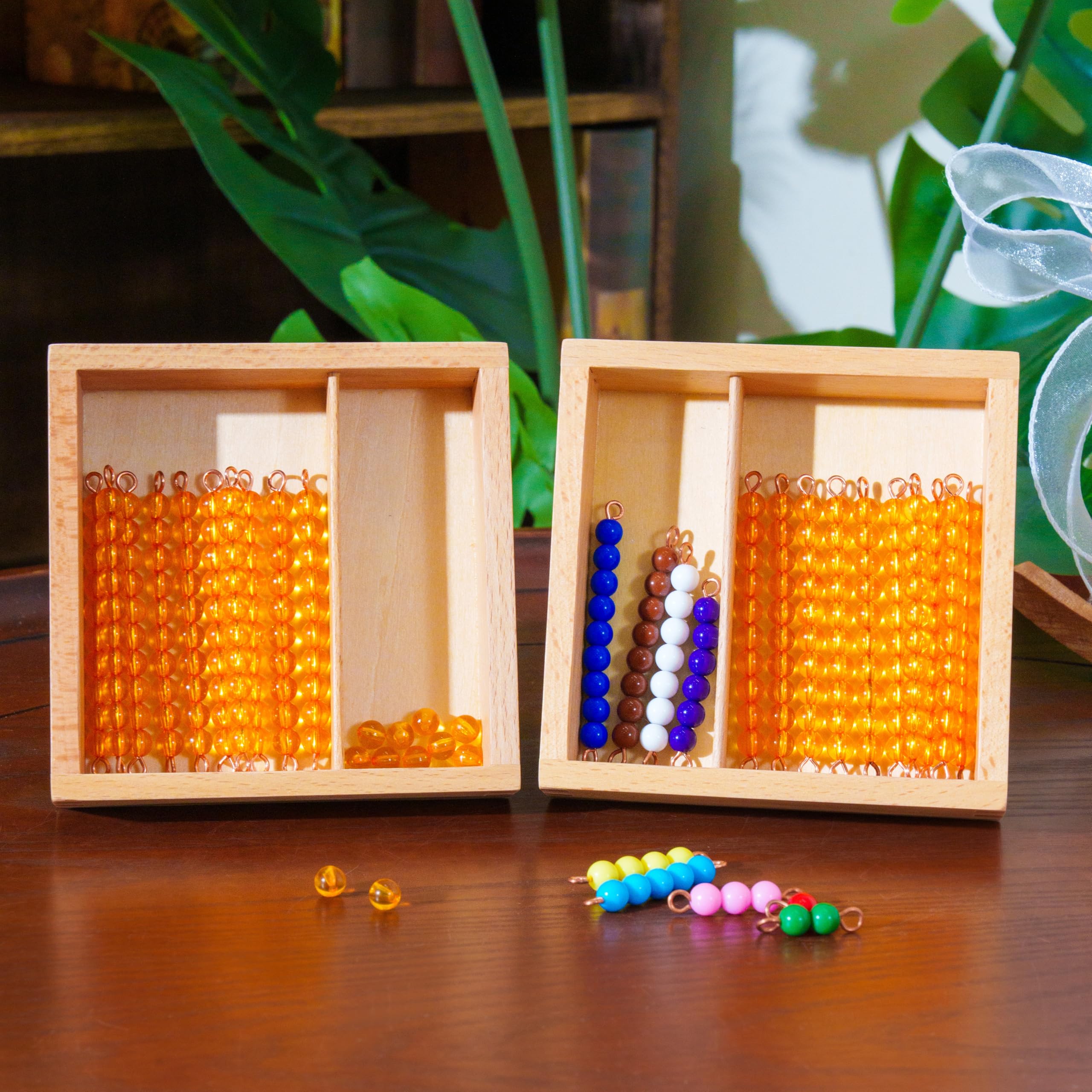 Montessori materiały matematyczne – drewniana zabawka edukacyjna do liczb i liczb, przedszkola i szkoły podstawowej, szkoły domowej i klasy od 3 lat (koraliki Montessori na tablicę