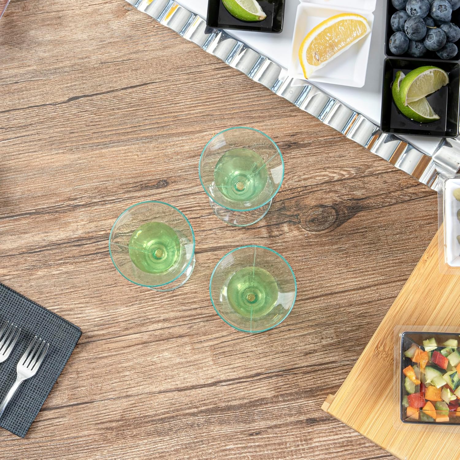 Restaurantware 3 Ounce Disposable Martini Glasses 100 Mini Plastic Martini Cups - Aperitif For Parties Or Catering Seagreen Plastic Mini Martini Glasses Serve Cocktails Appetizers Or Desserts