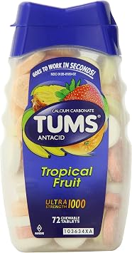 Tums Ultra, Assorted Tropical Fruit, 72 Count Pack of 2