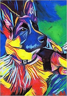 German Shepherd Wall Art Print, Colorful Gsd Dog Artwork, Dog Owner Gift, Colorful Alsatian Dog Art, Dog Pastel Art Print, German Shepherd Wall Art by Oscar Jetson (13x19)