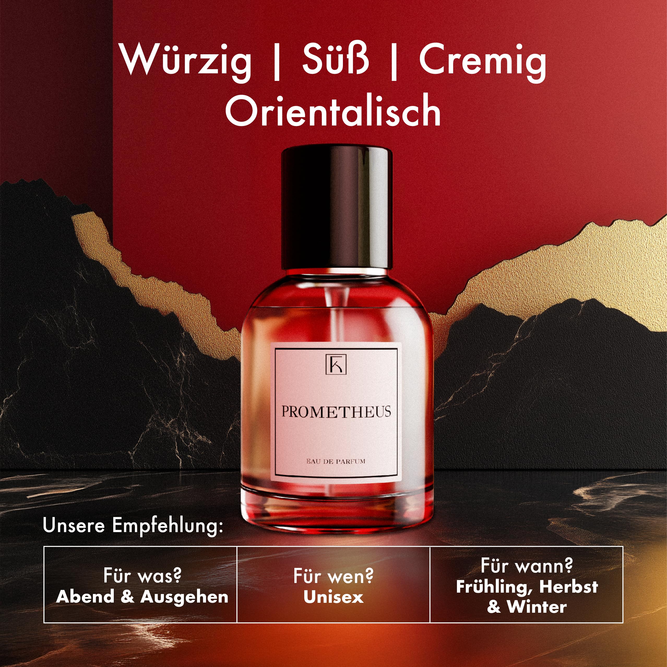 KAZAAR - PROMETHEUS - 30ml - Eau de Parfum für Herren - Holzige Duftnoten von Tonkabohne, Vanille & Moschus - mit 20% Parfümöl bis zu 8h lang anhaltender Duft - aus Schweizer Manufaktur