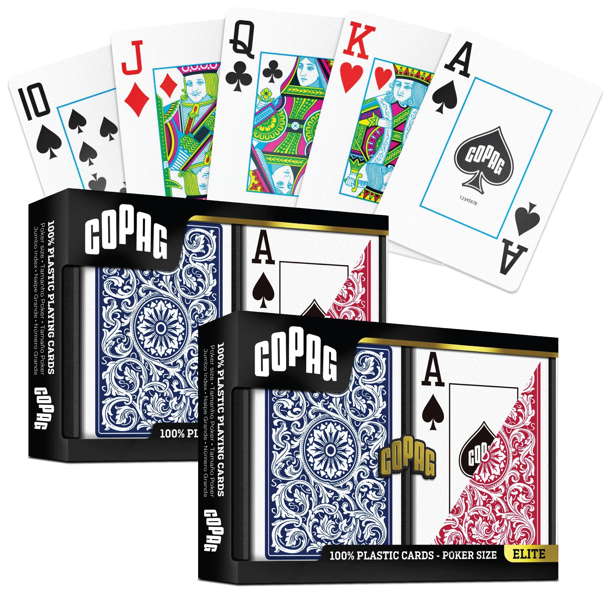 Copag Playing Cards 1546 Elite Design 100% Plastic 2 Sets (4 Decks