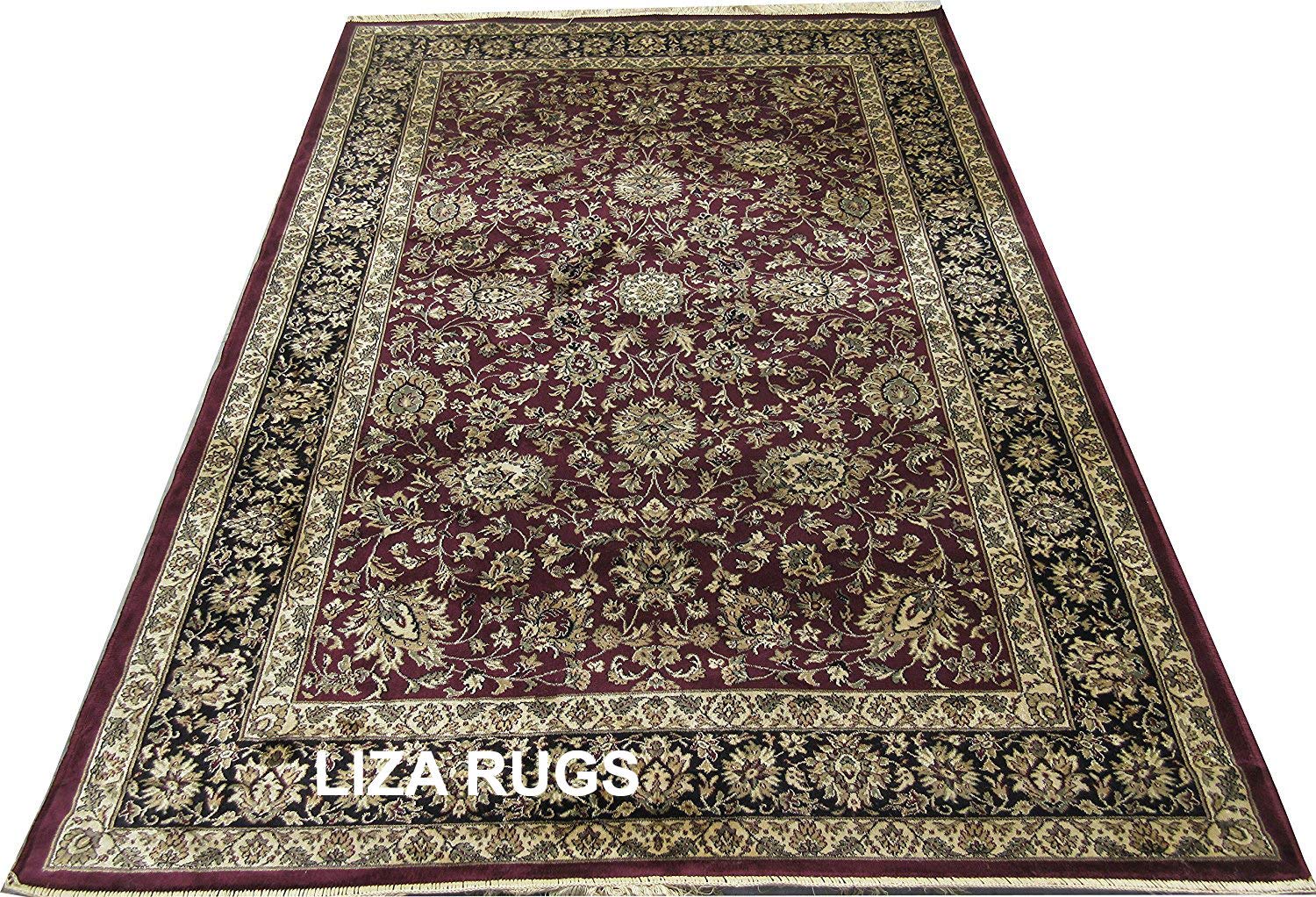 LIZARUGS Kashmiri Traditional Silk Carpet Persian Design Maroon Colour (5×7 feet) Awesome Quality Velvet Touch with Attractive Colour Combining for Living Room,Bedroom and Hall in Right Price.