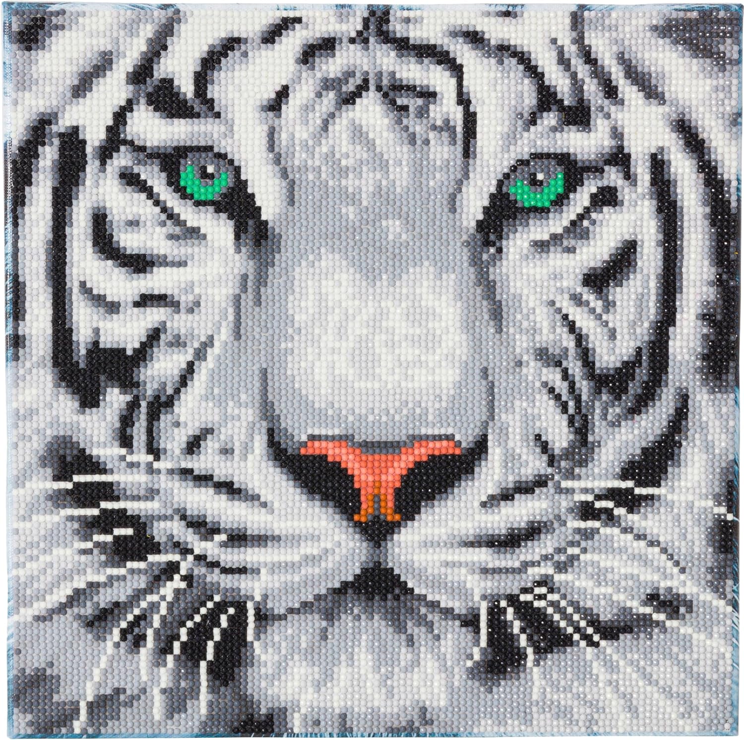 Crystal Art Medium Framed Mounted Wall Art Kit (11.8in x 11.8in) - White Tiger - Diamond Painting Kit for ages 8 and up