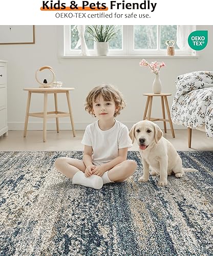 Miniatura 8 de Art&Tuft Alfombra de área lavable de 9 x 12 pies, con parte trasera antideslizante, alfombra abstracta de 9 x 12 pulgadas, alfombras resistentes a