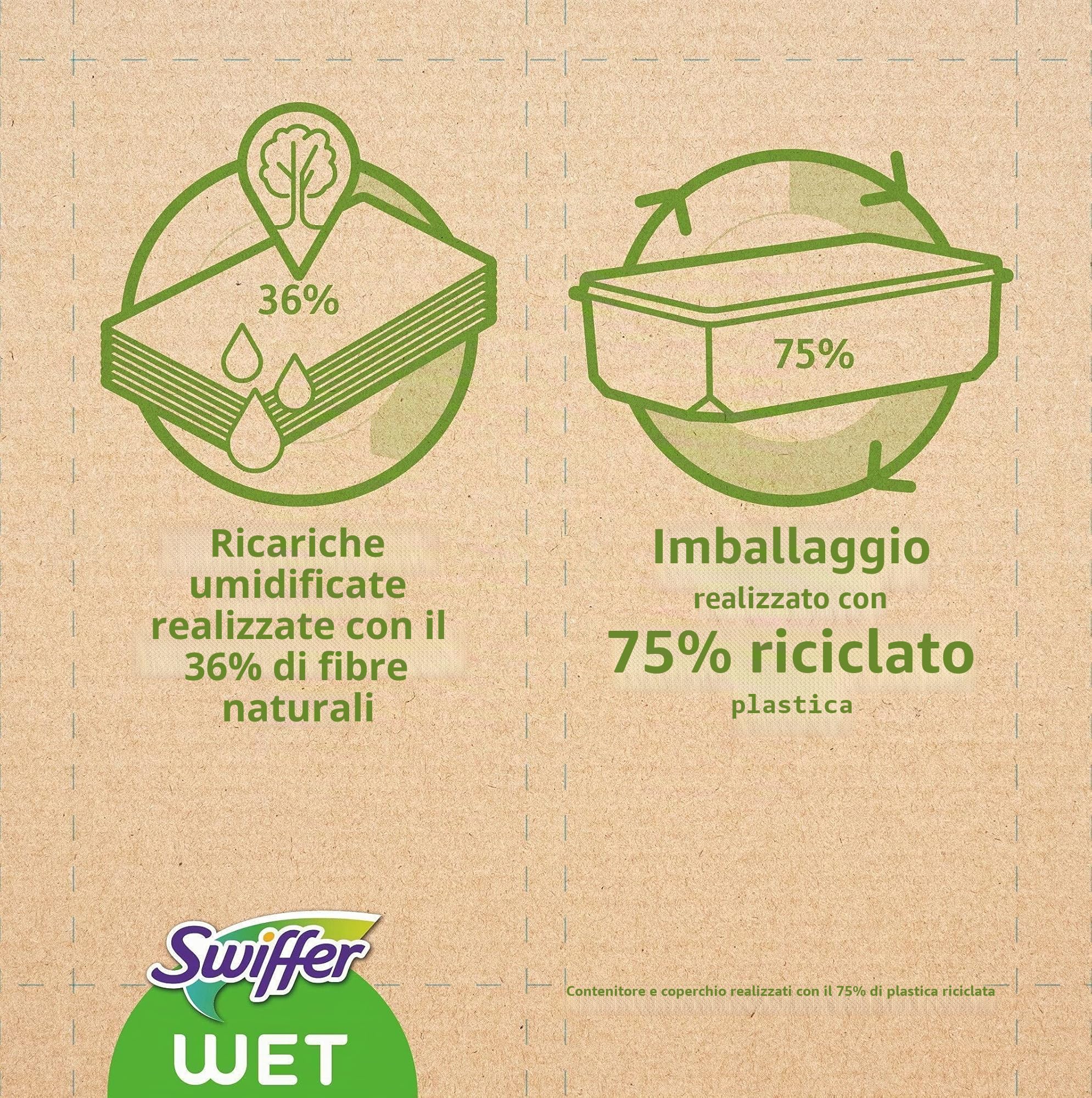 Swiffer 48 salviettine detergenti umide, 2 unità (24 x 2), per scopa Swiffer, cattura polvere e sporco