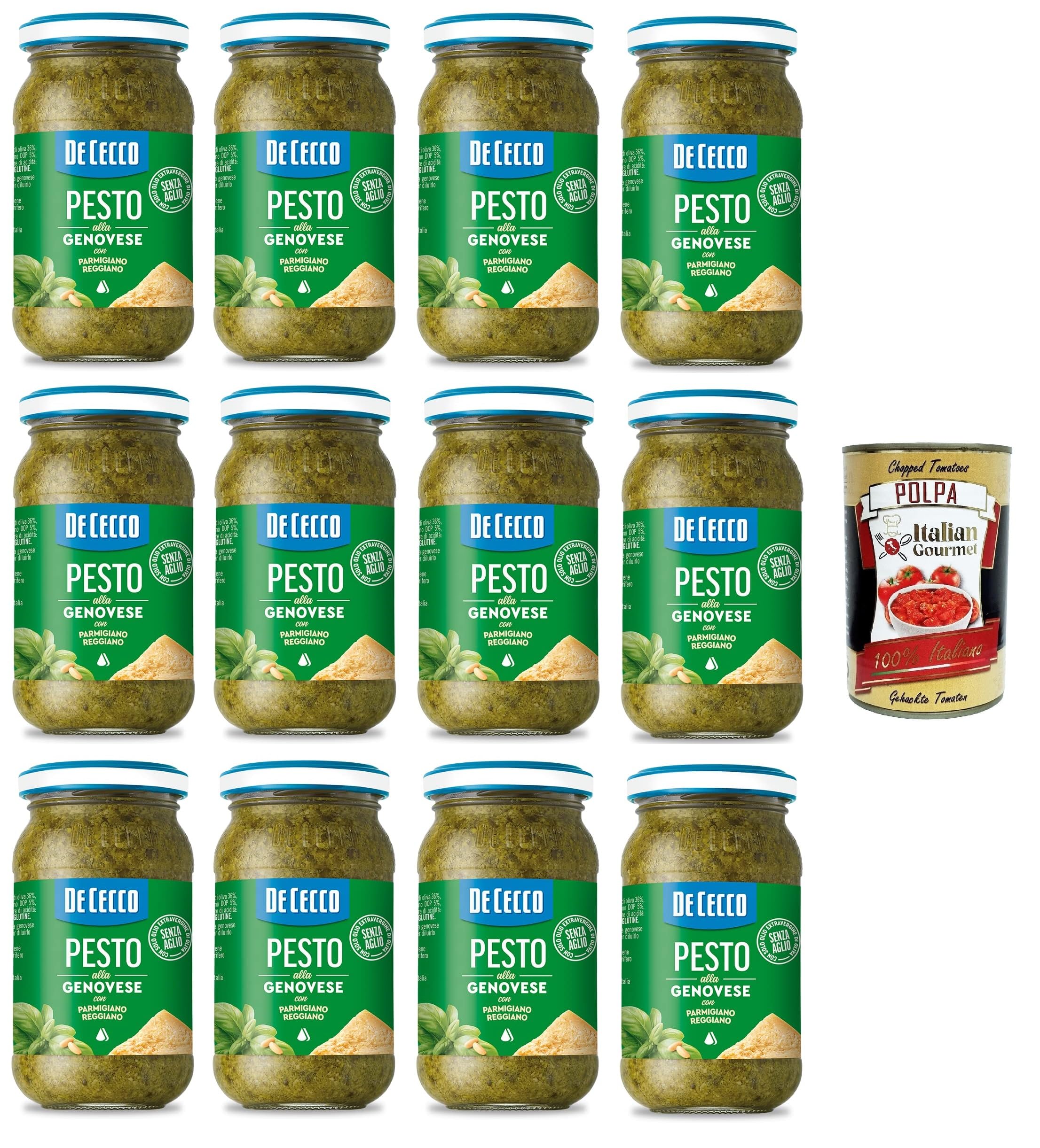 Italian Gourmet Pesto alla Genovese senza aglio 12 x 190g, Basilikum Sauce