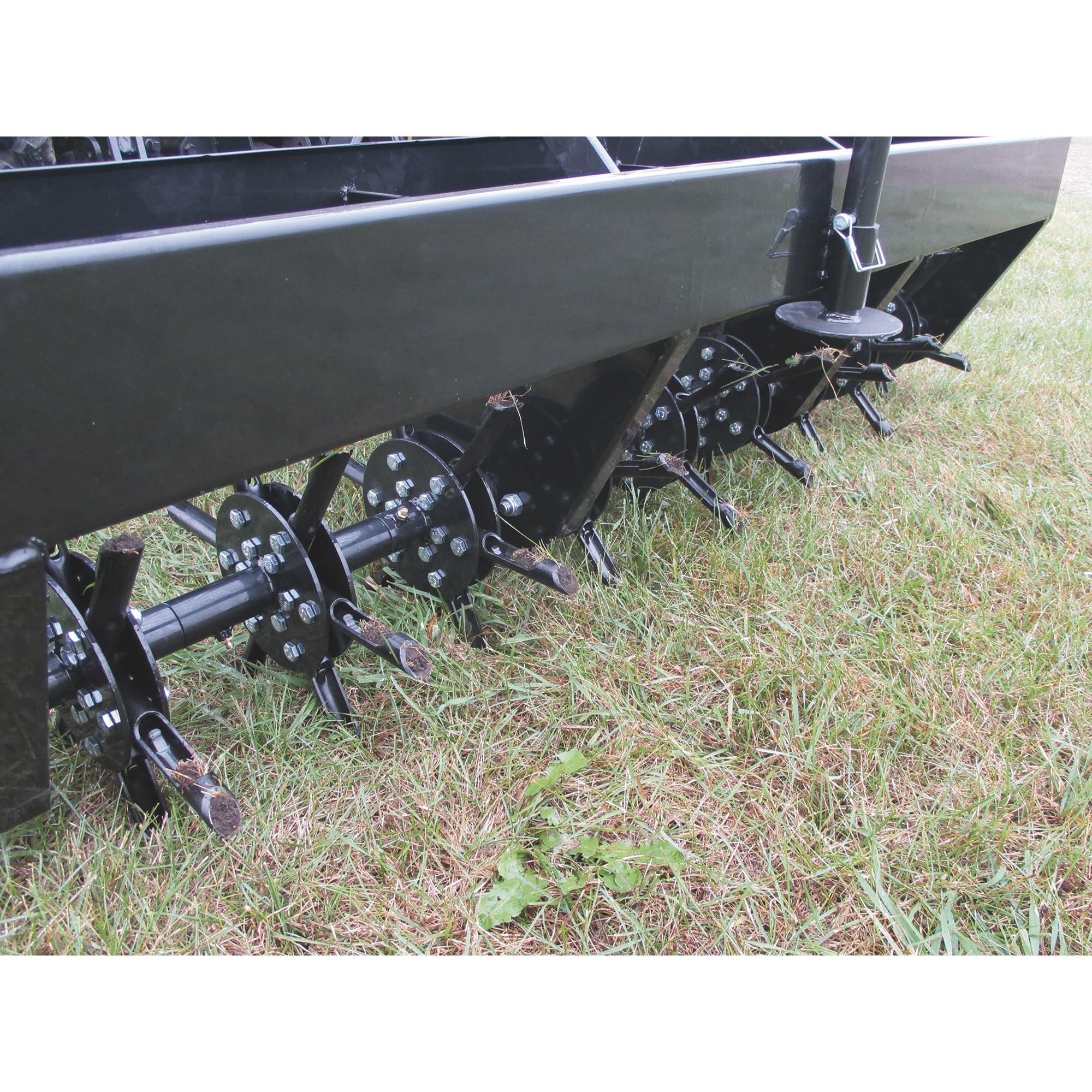 48 3-Point Plug Aerator with 54 Coring Plugs Heavy-Duty Weight Tray and Retractable Feet Fits Category 0 and 1 Tractors Black product thumbnail 7