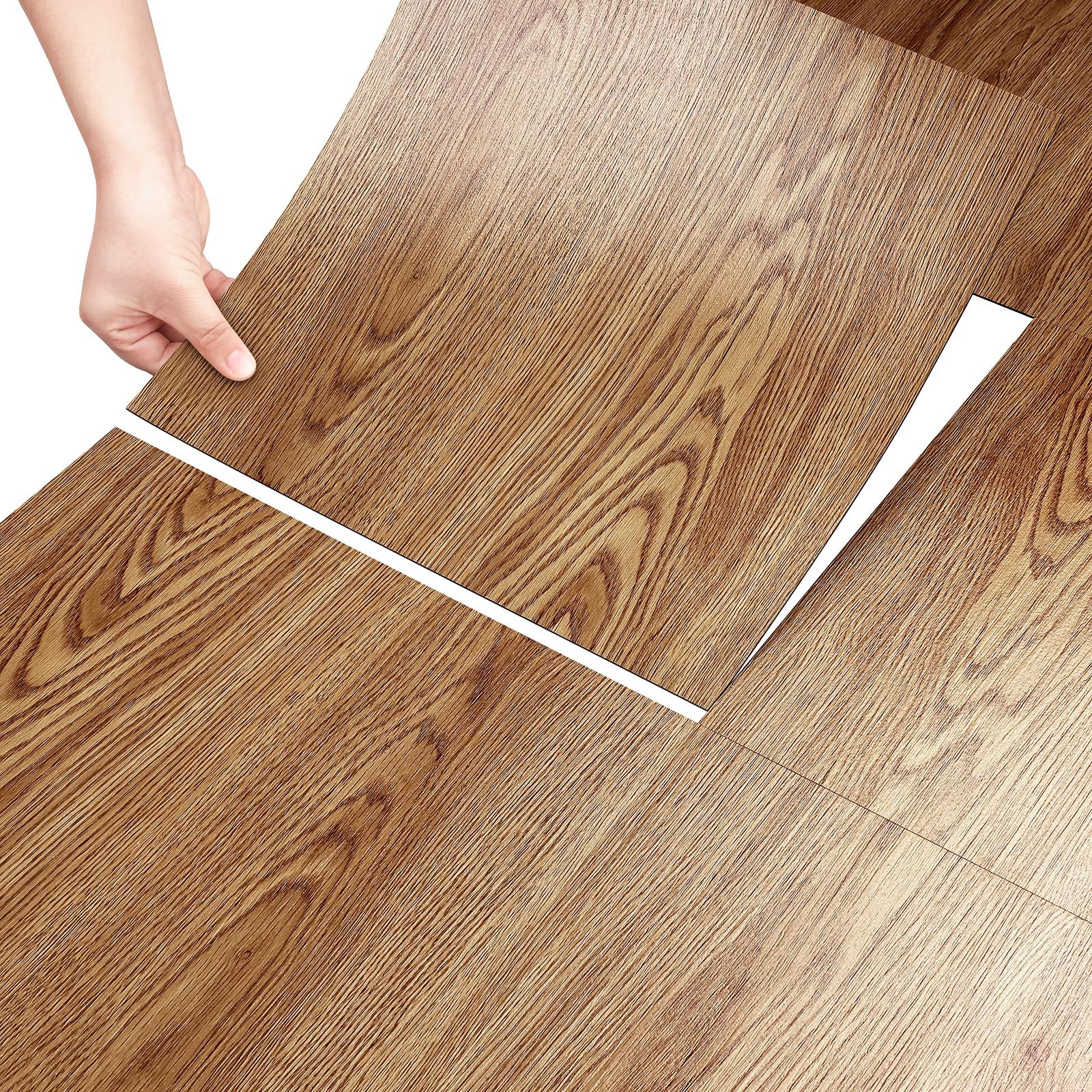 Stickyart 36 Pezzi Pavimento in PVC Effetto Legno Marrone Impermeabili 30cm X 30cm Pavimento PVC Adesivo Camera da Letto Parquet Adesivo per Bagno Rivestimento Autoadesivo per Pavimenti Cucina