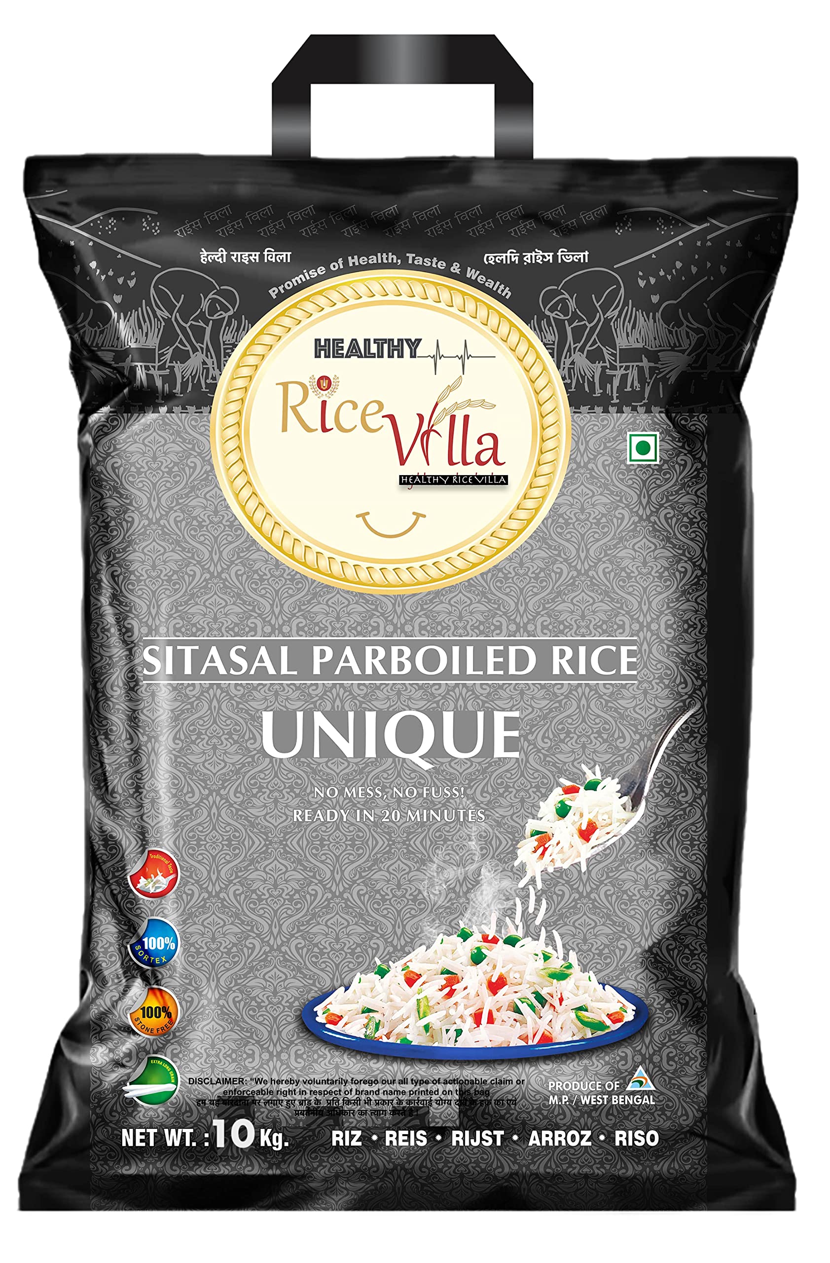 Healthy Rice Villa Rice Villa Unique Sitasal Parboiled Rice|Hand Made Rice|Unpolished Daily Eating Rice|Less Shiny Rice|10 Kgs-image-25