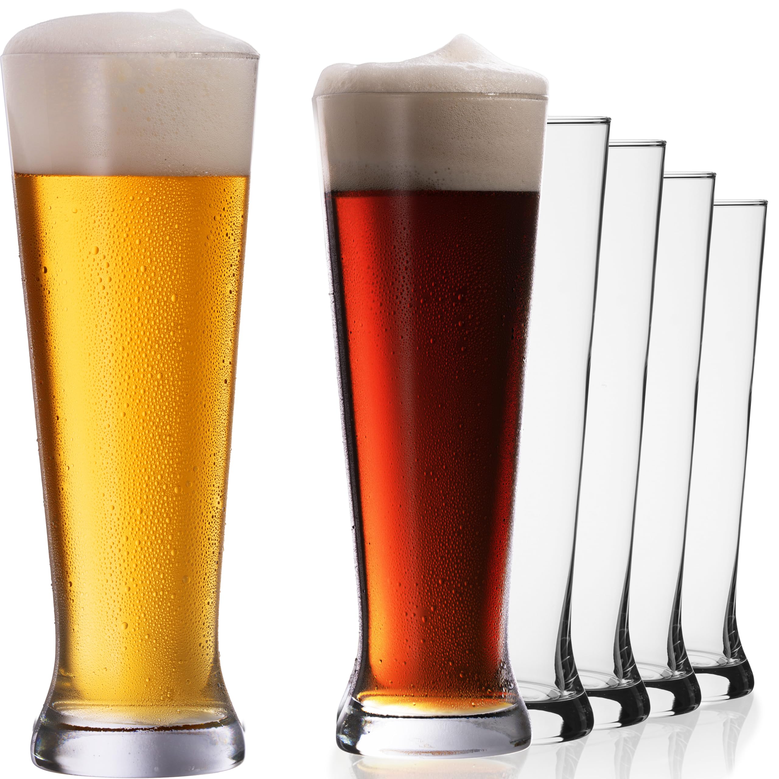 Hohe Weizengläser aus Crystalline Glas Set 6 Stück 500ml (max. 680ml) Spülmaschinenfest Biergläser Pilsner