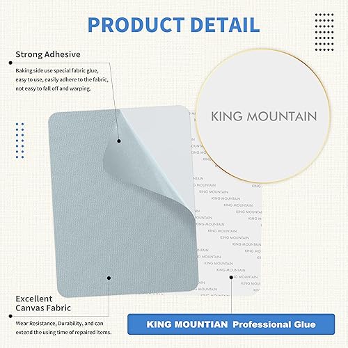 Vista 265 de KING MOUNTAIN Cinta de reparación de lona, parche para equipos para exteriores, 4 x 63 pulgadas, impermeable, autoadhesiva para reparar cubiertas