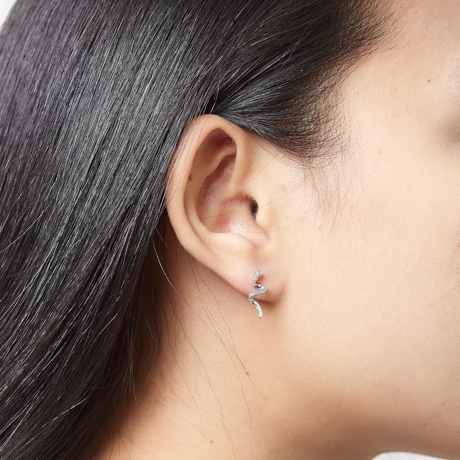 Boma Jewelry Sterling Silver Coiled Snake Hanging Post Earrings - Image 2