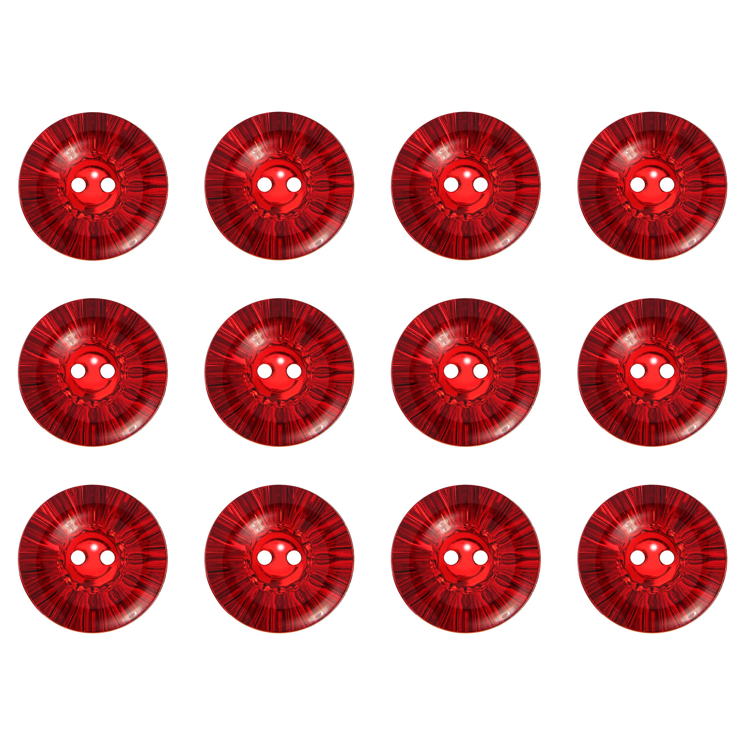 Pack of 12 Red 18mm Acrylic 2 Hole Buttons for Sewing on Clothing Crafts Shiny Sparking Embellishments