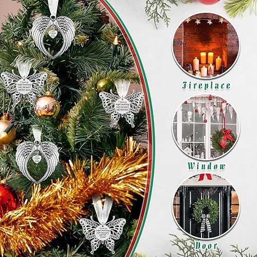 Miniatura 7 de Adornos de Navidad, alas de ángel, decoraciones de árbol de Navidad, colgante en forma de alas, regalos para la memoria de un ser querido, adorno
