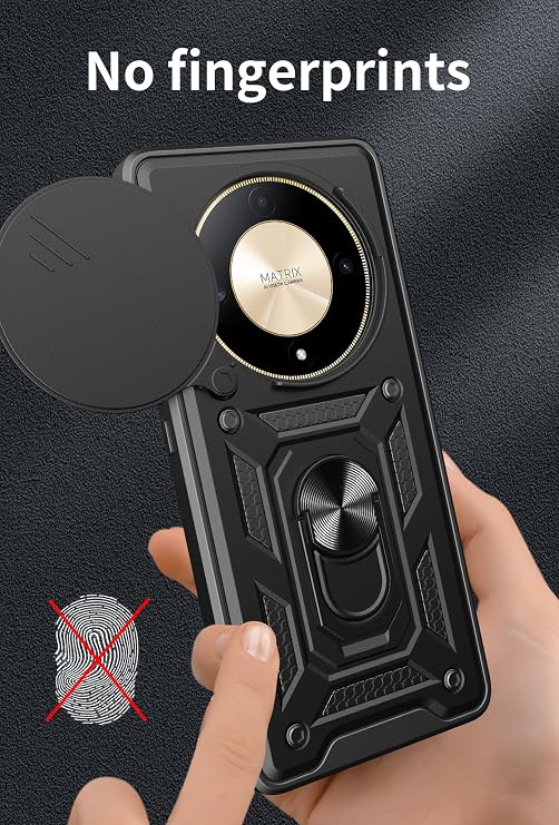 Honor Magic 6 Lite用電話ケース、頑丈なメタルリングスタンド&カメラカバー、ミリタリーグレードの耐衝撃保護、磁気カーマウントに適合ローズゴールド