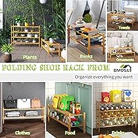 Vista 3 de BMOSU Zapatero extendido de bambú de 2 niveles de alta calidad, apilable, organizador de almacenamiento para pasillo, armario, sala de estar, Bambú