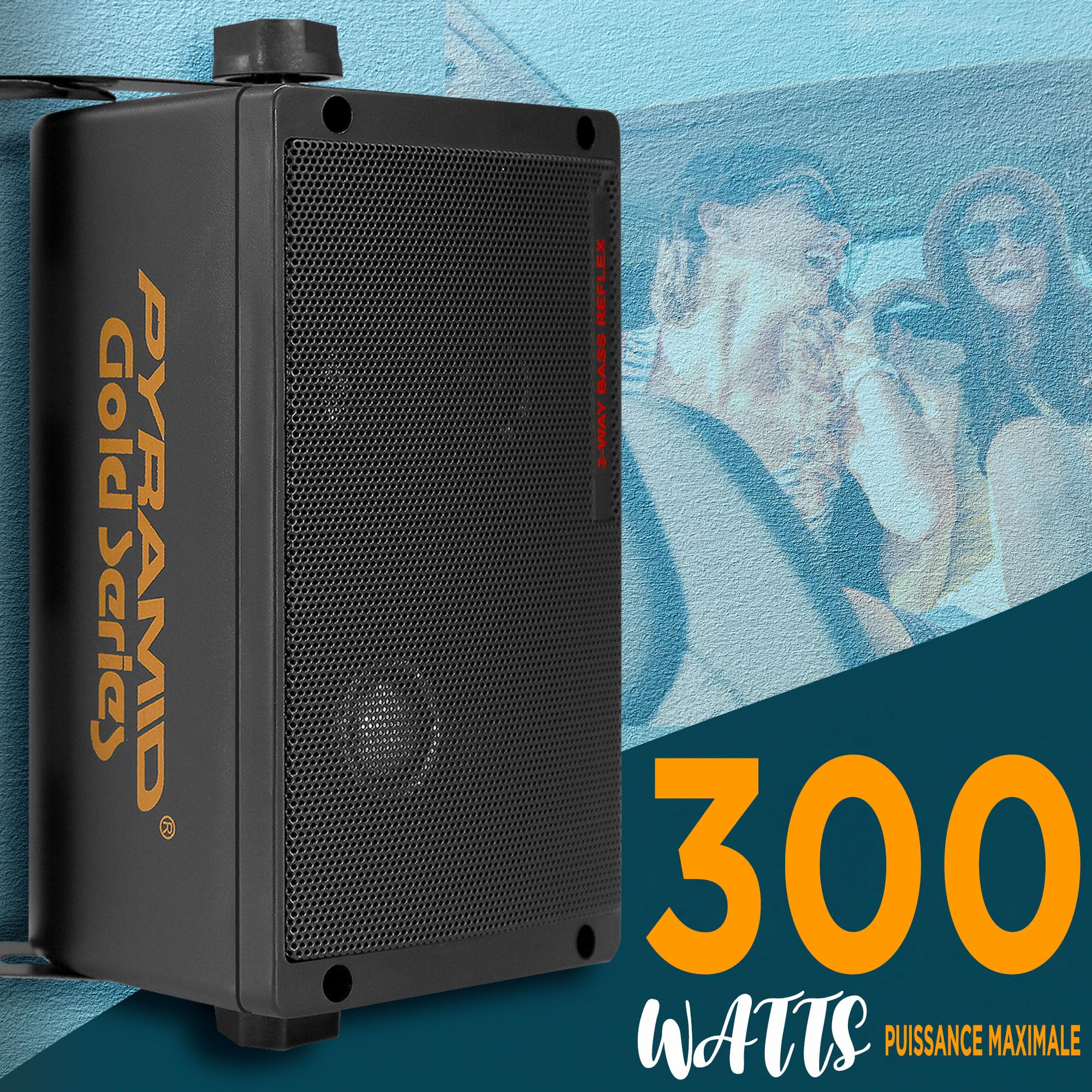 Pyramid 300 Watt 3-Way Mini Box Speaker System (Pair), Wall Mountable Indoor/Outdoor Surround Sound Speakers with 3.25" Woofer, 2" Midrange, 1" Tweeter, ABS Sealed Enclosure, Mounting Kit Included