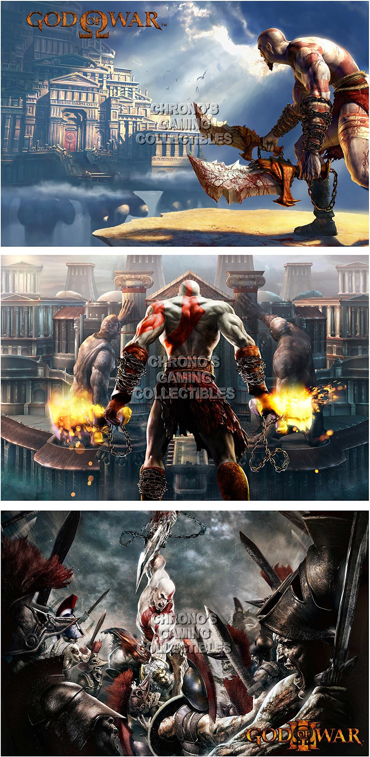 CGC Huge Poster GLOSSY FINISH - God of War 1 2 3 SET - Playstation PS2 PS3 PS4 PSP PSV - GOWSET1 (16" x 24" (41cm x 61cm))