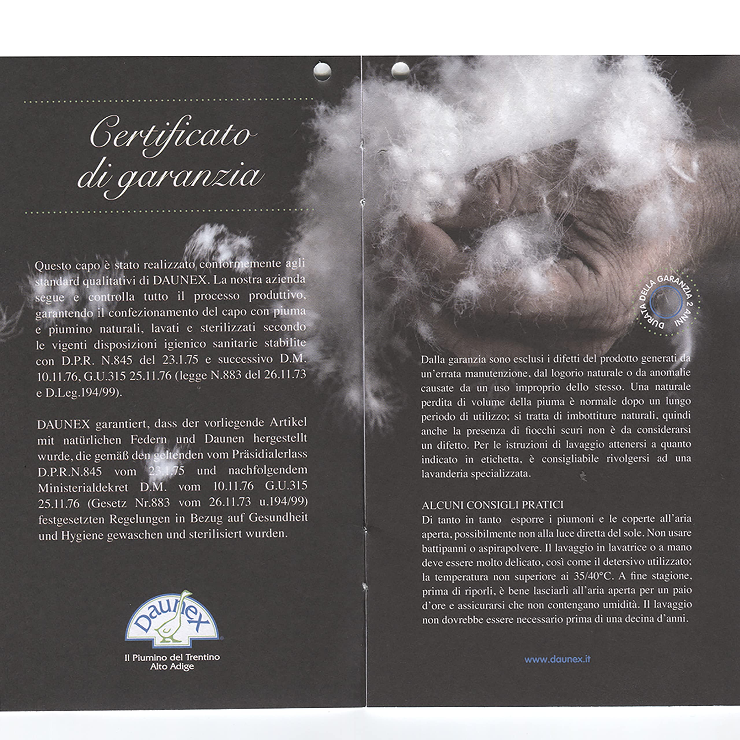 SofficePiuma - Daunex Piumino Matrimoniale Invernale in 100% Piumino D'Oca Vergine Piumone 5 PUNTI Calore EXTRA WARM Made in Italy (250x220 Matrimoniale King)