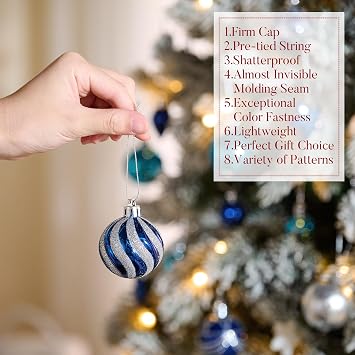 Valery Madelyn 28Pcs Christmas Heart Shaped Ball Ornaments Gift Pack