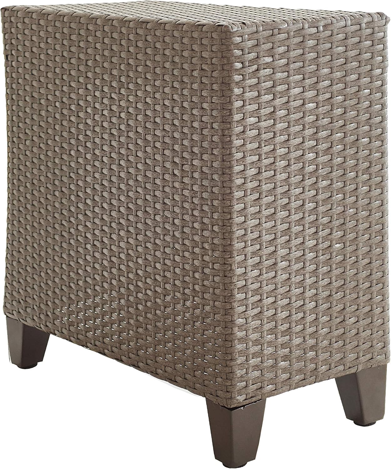 LOKATSE HOME Patio Wicker Rattan Outdoor Side Table, Brown